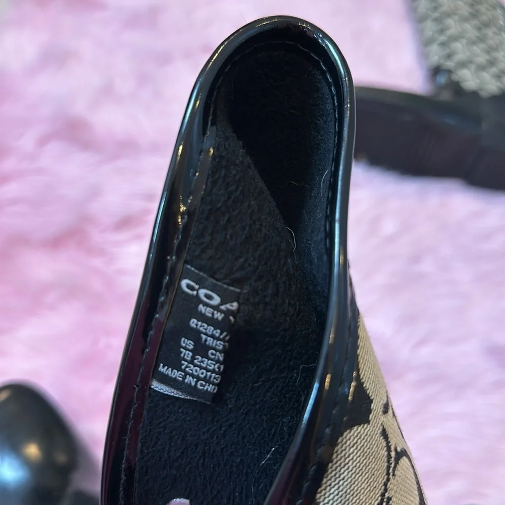 Coach black & gray monogram rain boots size 7